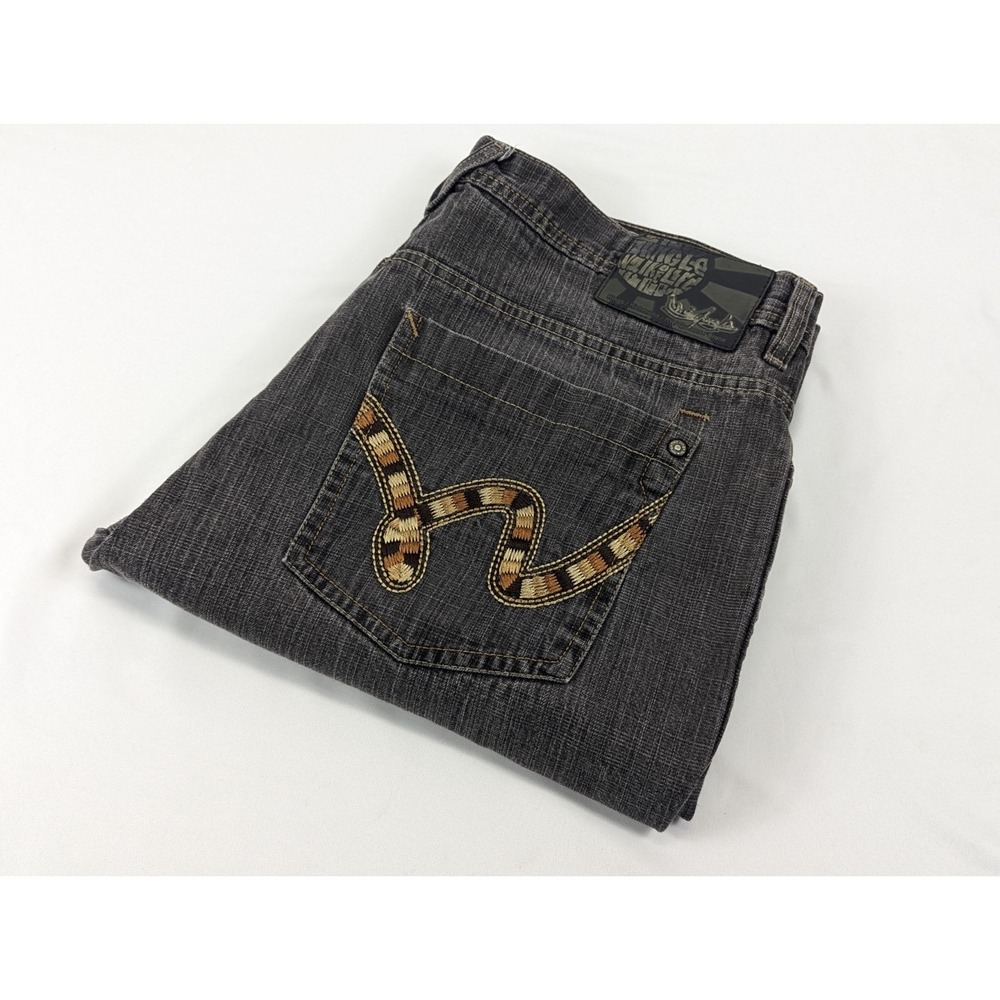 Five‎ Jungle Mens Black Embroidered Denim Jeans Size 40x32 Streetwear